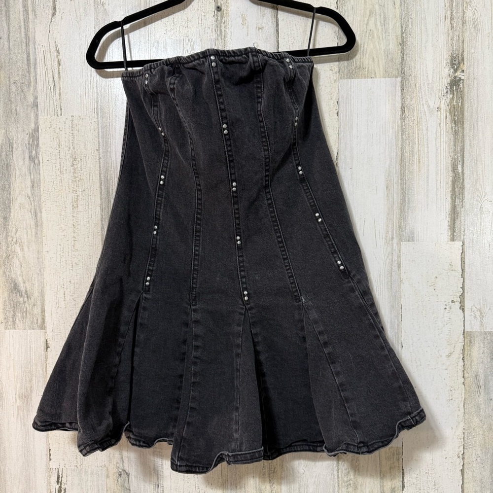 Wild Fable Denim Black Strapless Dress